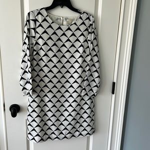 J.Crew Black and White Geomatic Print Dress